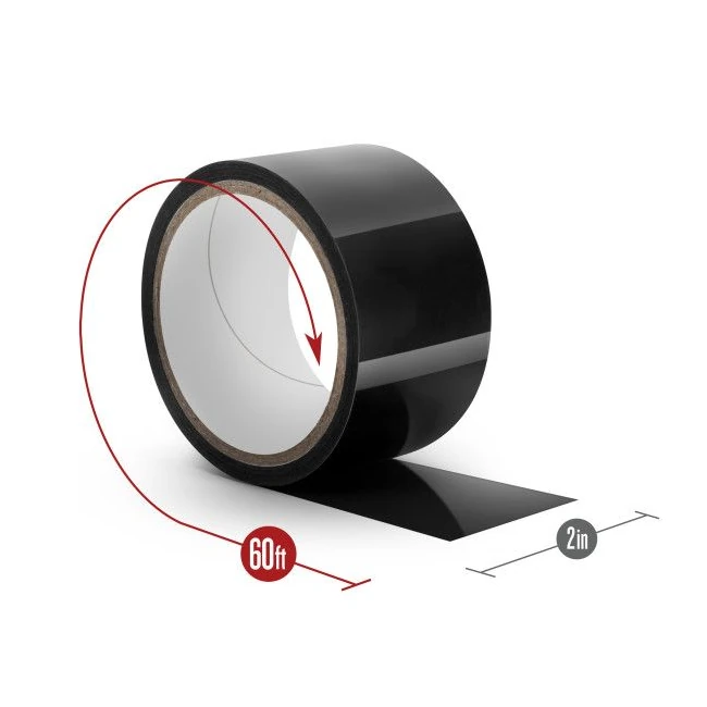 Temptasia Bondage Tape 60ft Black - Safe Release & Storage
