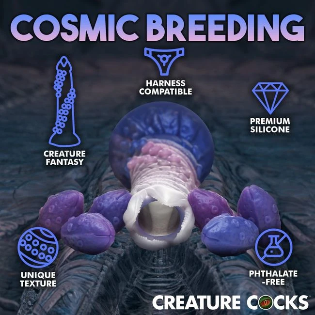 Tenta-queen Ovipositor Silicone Dildo with Eggs - Shape & Texture