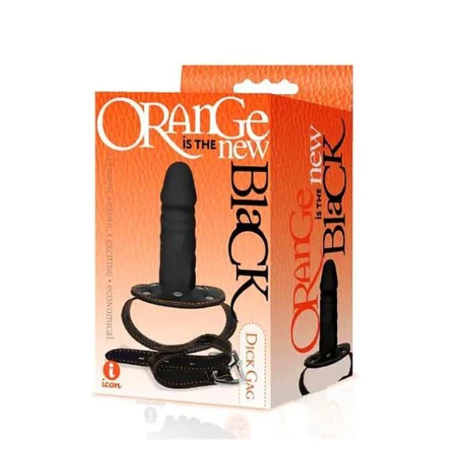 The 9's Orange Is the New Black Dick Gag - Waterproof Leatherette Over a Non-Porous Silicone Piece