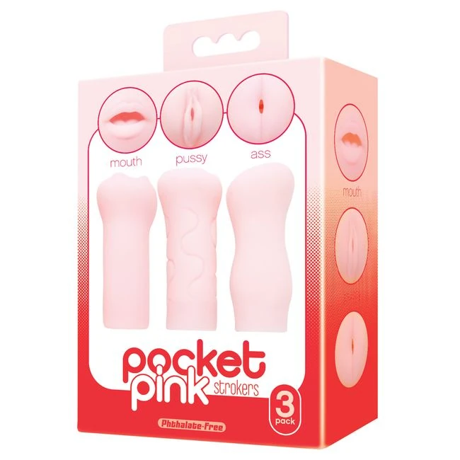The 9's Pocket Pink Mini Masturbator Trio - Experience Versatility with the 9's Pocket Pink Mini Masturbator Trio