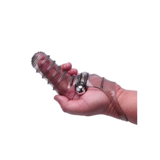The 9's Vibrofinger Ribbed Finger Massager Grey - by Icon Brands