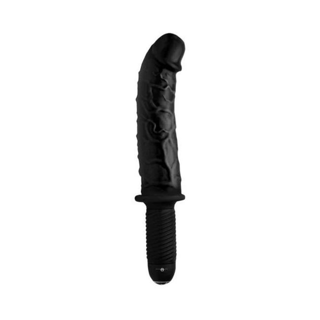 The Curved Dicktator Vibrating Giant Dildo Thruster Black - Shape & Texture