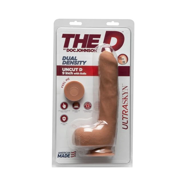 The D Uncut D 9 Inches with Balls Ultraskyn Tan Dildo - Shape & Texture