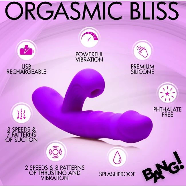 Thrusting & Sucking Rabbit Vibrator Purple - Power & Performance