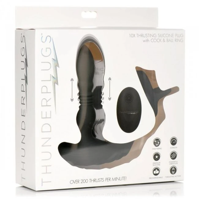 Thunderplugs 10x Thrusting Plug W/ Cock & Ball Ring - Key Features