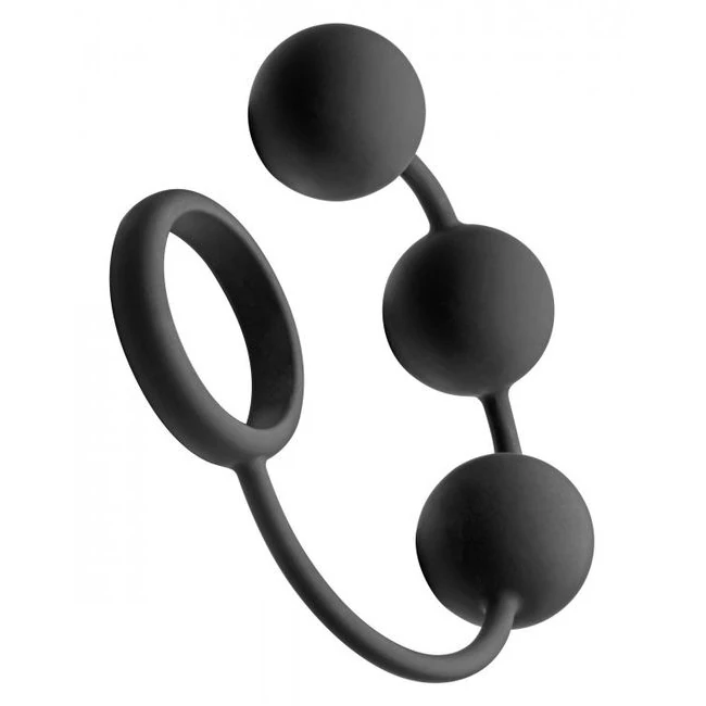 Tom of Finland Silicone Cock Ring W/3 Weighted Balls - Introducing the Tom of Finland Silicone Cock Ring with 3 Weighted Balls