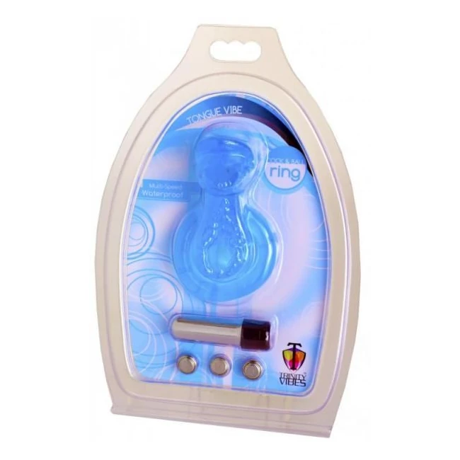 Tongue Vibe Cock and Ball Ring Blue - Vibration Modes