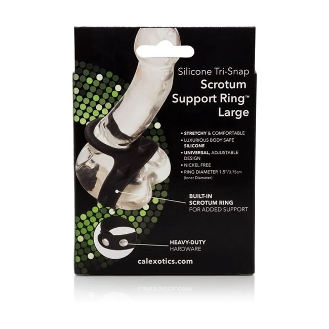 Tri Snap Scrotum Support Ring Large Silicone - Internal Texture & Stimulation