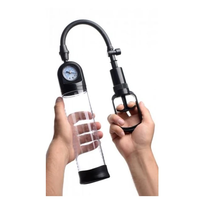 Trigger Penis Pump with Built in Pressure Gauge - Internal Texture and Stimulation