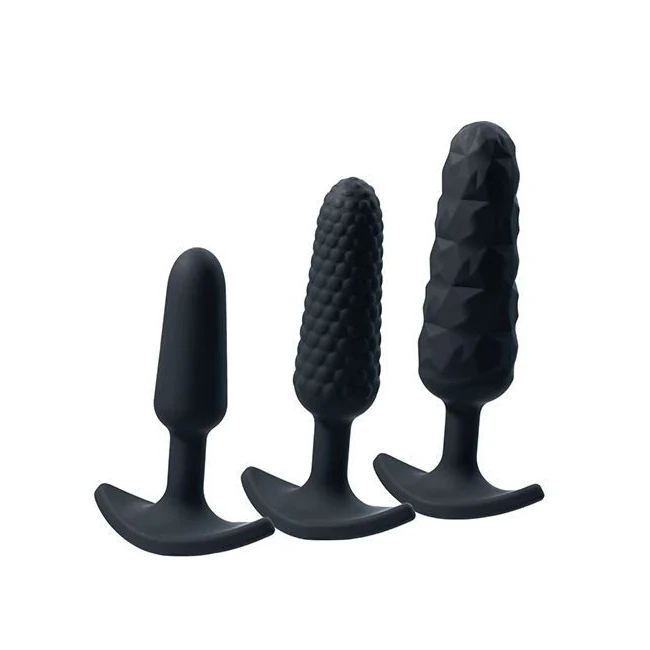 Trio Anal Plug Set Black - Vibration Modes