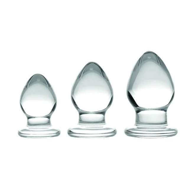Triplets 3 Piece Glass Anal Plug Kit - Shape & Comfort