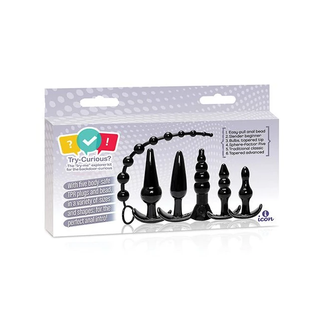 Try-Curious Anal Plug Kit - Soft TPR That Holds Up to Repeated Use