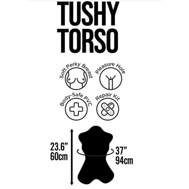 Tushy Torso Blow up Party Doll - A soft-bodied inflatable torso with rounded, perky breasts
