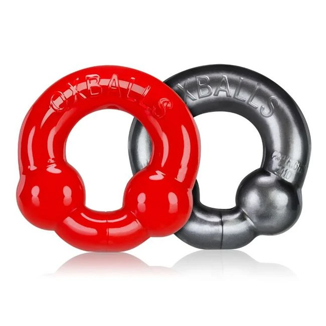 Ultra Balls Cockring 2 Pack Steel/red - Key Details