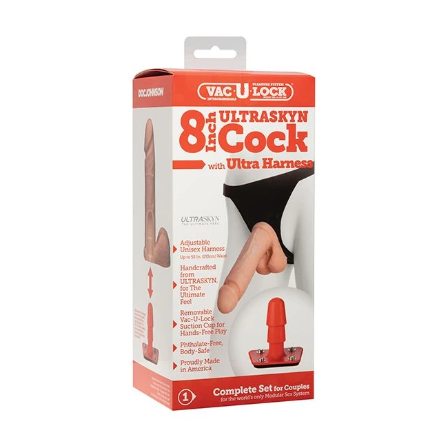 Ultra-realistic 8in Cock W/harness Bx - Size & Fit