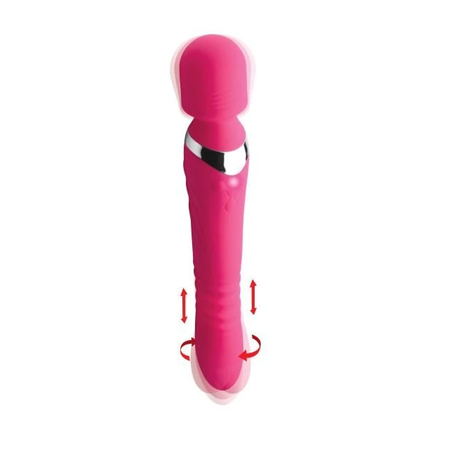 Ultra Thrusting and Vibrating Silicone Wand Pink - Vibration Modes and Thrusting Action