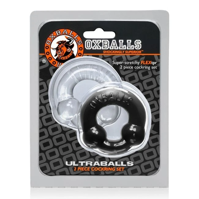 Ultraballs 2 Pk Cockring Black /clear - Overview