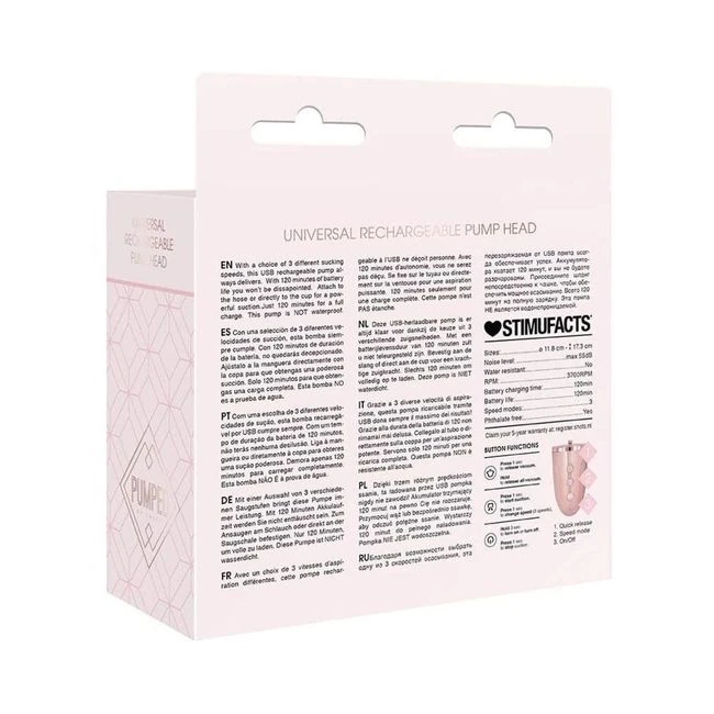 Universal Rechargable Pump Head - Pink - Key Details