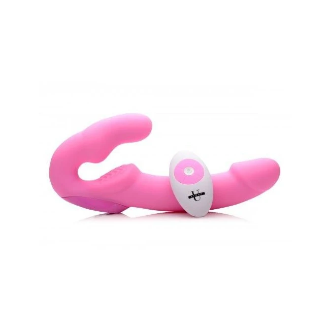Urge Silicone Strapless Strap on Vibrating with Remote Pink - Shape & Texture