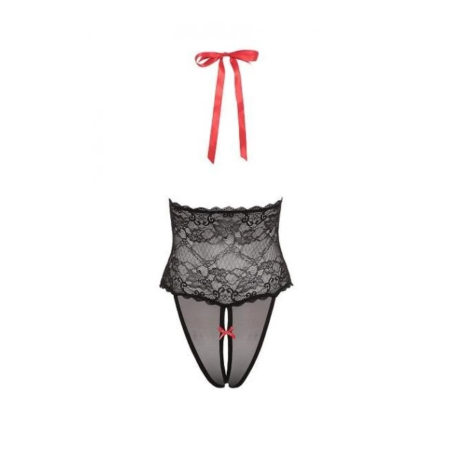 V Plunge Lace & Mesh Teddy Black Os - Fabric & Feel
