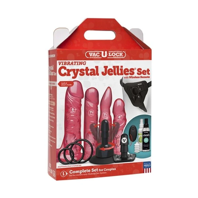 Vac U Lock Vibrating Crystal Jellie - Complete Set Features