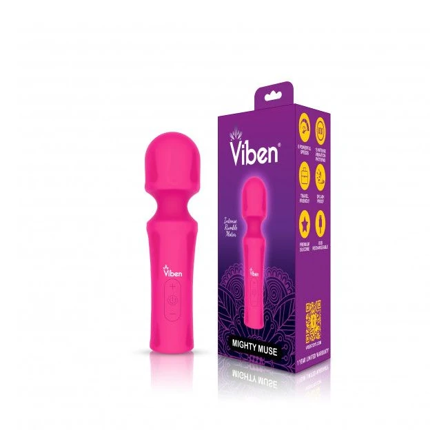 Viben Mighty Muse Hot Pink Powerful Personal Wand - Vibration Modes