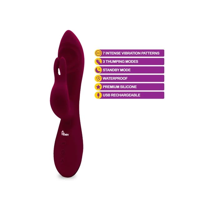 Viben Pzazz Intense Thumping Rabbit Ruby - Vibration Modes and Thumping Features