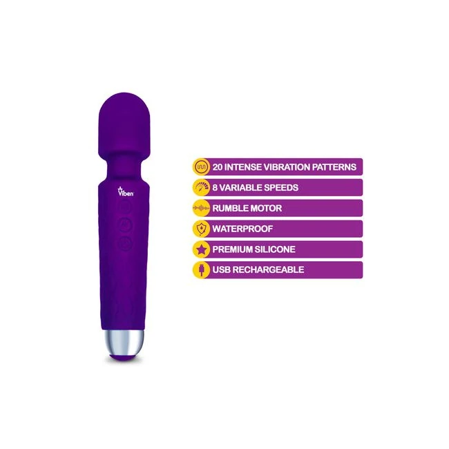 Viben Tempest Intense Wand Massager Violet - Vibration Modes and Intensity