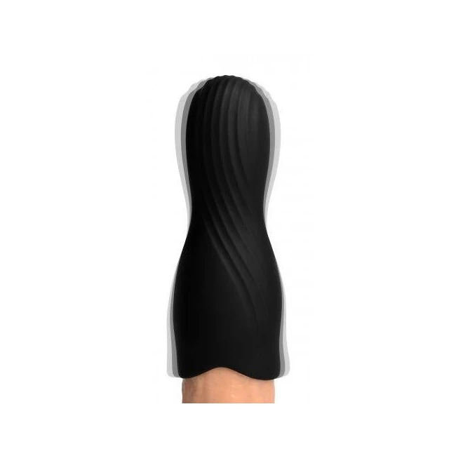 Vibrating Rechargeable Penis Pleaser Black - Internal Texture for Intense Stimulation
