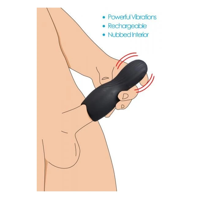 Vibrating Rechargeable Penis Pleaser Black - Grip & Control