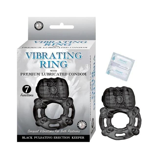 Vibrating Ring Black Pulsating Erection Keeper Black - Fabric & Feel