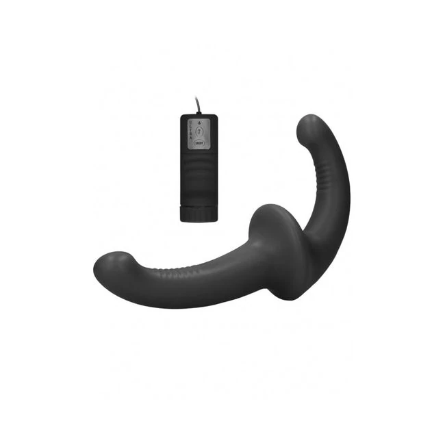Vibrating Silicone Strapless Strap on Black - Shape & Texture