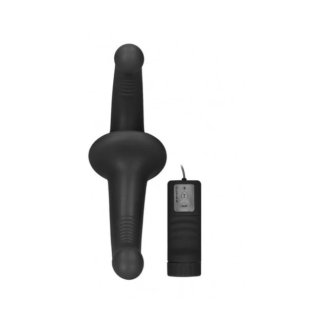 Vibrating Silicone Strapless Strap on Black - Material Feel & Quality