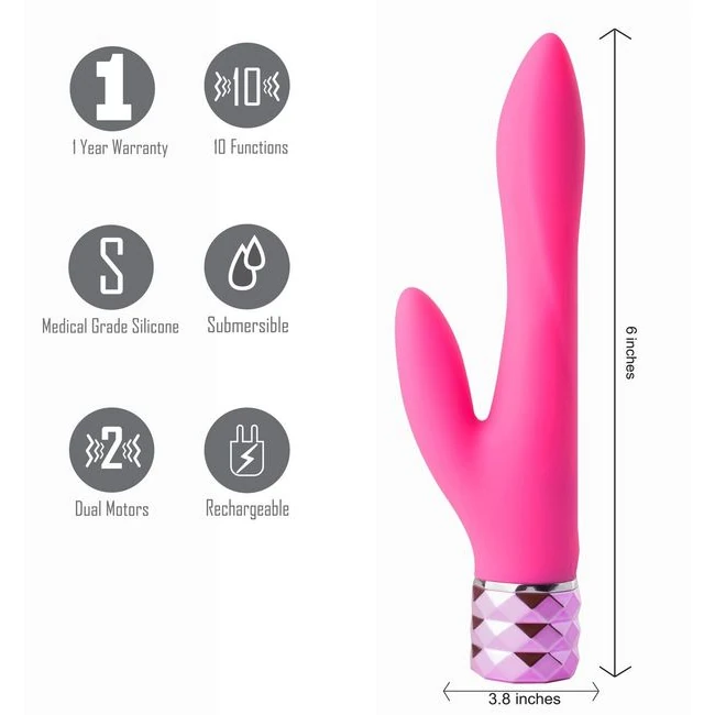 Victoria Rechargeable Silicone Dual Vibe Neon Pink - Power & Performance