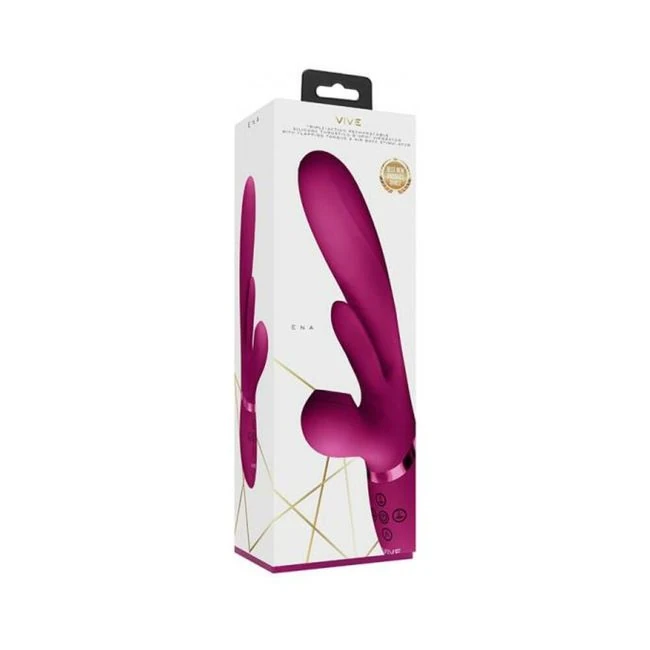 Vive Ena Rechargeable Thrusting Silicone G-spot Vibrator with Flapping Tongue and Air Wave Stimulato - Experience Unmatched Pleasure with the Vive ENA