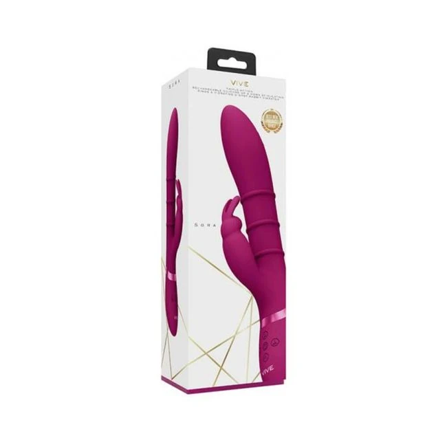 Vive Sora Rechargeable Silicone G-spot Rabbit Vibrator with Up & Down Stimulating Rings - Experience Unmatched Stimulation with the Vive Sora