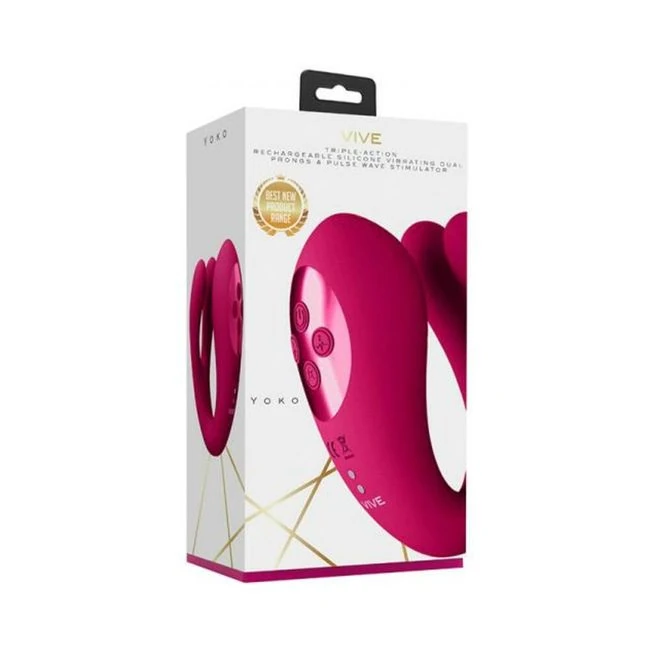 Vive Yoko Rechargeable Triple Action Silicone Vibrator Dual Prongs with Clitoral Pulse Wave - Experience Unmatched Pleasure with the Vive Yoko Rechargeable Silicone Vibrator