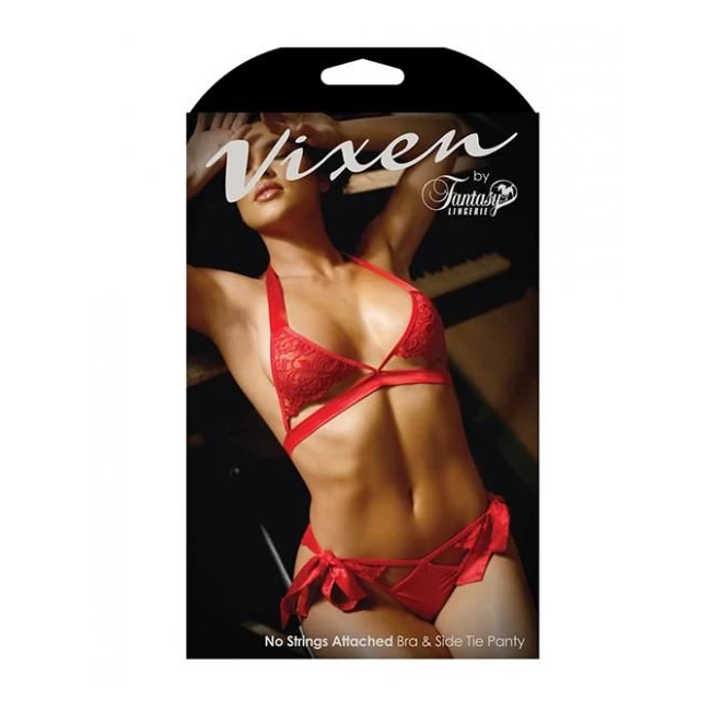 Vixen Cutout Lace Bra & Side Tie Panty Red Queen - Fit & Sizing