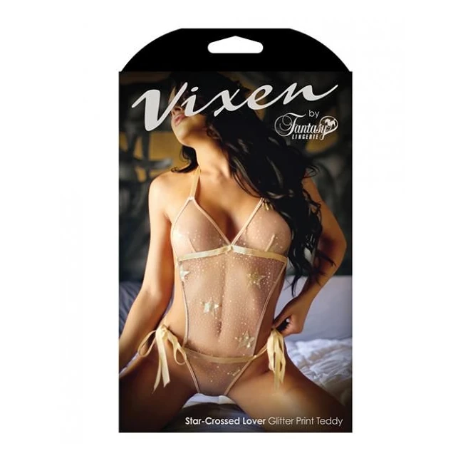 Vixen Glitter Star Print Side Tie Teddy Gold O/s - Fit & Sizing