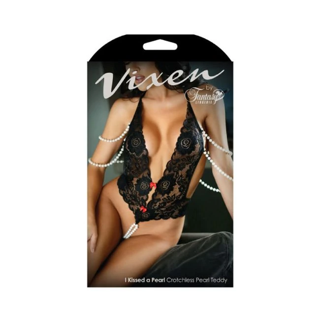 Vixen I Kissed A Pearl Lace & Pearl Teddy - Fabric & Feel