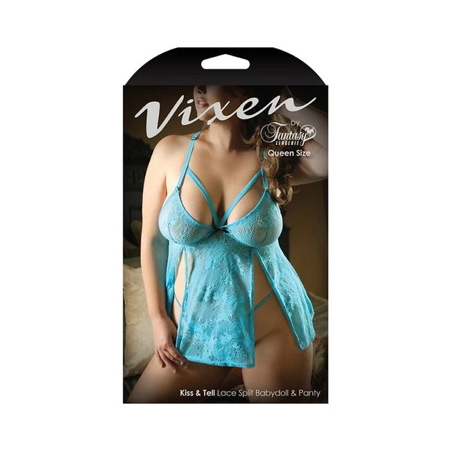 Vixen Kiss & Tell Lace Split Babydoll & Panty - Fabric & Feel