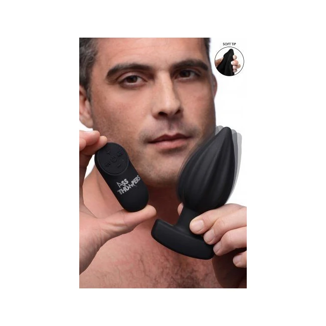 Ass Thumpers Ribbed Vibra Anal Plug W/ Remote - Ass Thumpers Ribbed Vibra Anal Plug with Remote from XR Brands