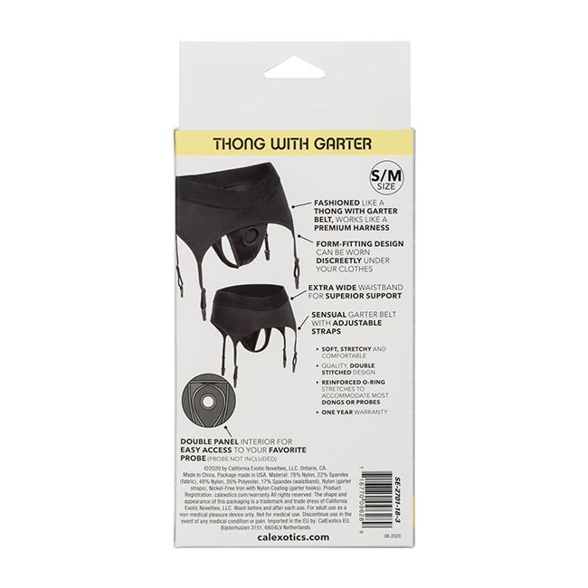 Boundless Thong W/ Garter S/m Harness Black - Overview