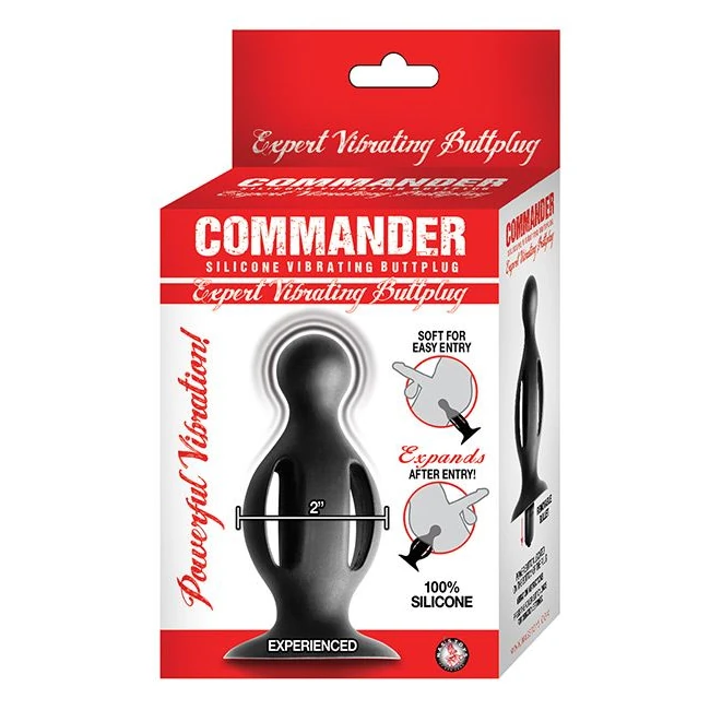 Commander Expert Vibratin Butt Plug Black - Product Description