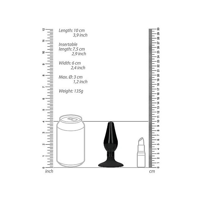 Interchangeable Butt Plug Pointed Medium Black - Shape & Comfort