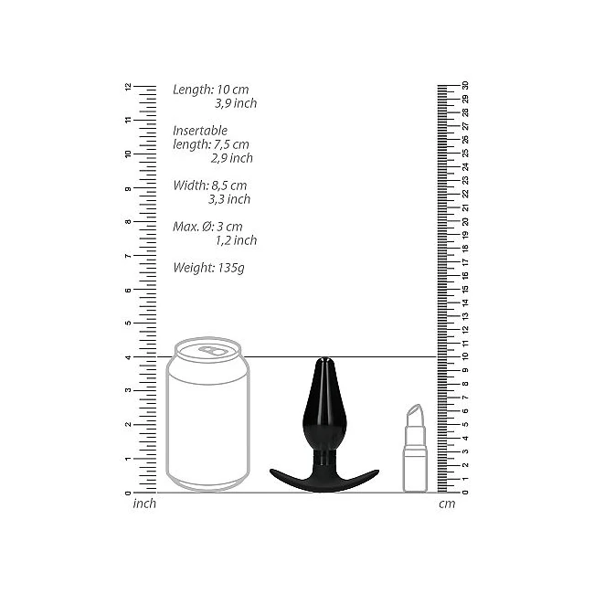 Interchangeable Butt Plug Pointed Medium Black - Material & Safety