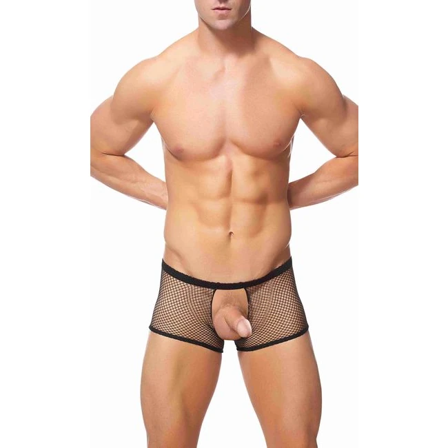 Stretch Net Double Pleasu Short Black L/xl - Fabric & Feel