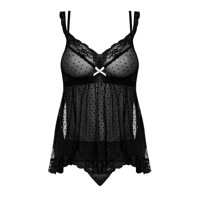 Passion Pointe Baby Doll & Panty Set Black S/m - Fit & Sizing