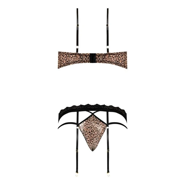 Purrfect Bra & Garter Pant Leopard - Stretch Mesh With a Subtle Sheen
