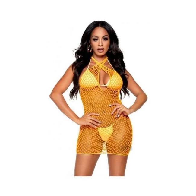 Woven Net Twist Halter Mini Dress Grn - Fit & Sizing